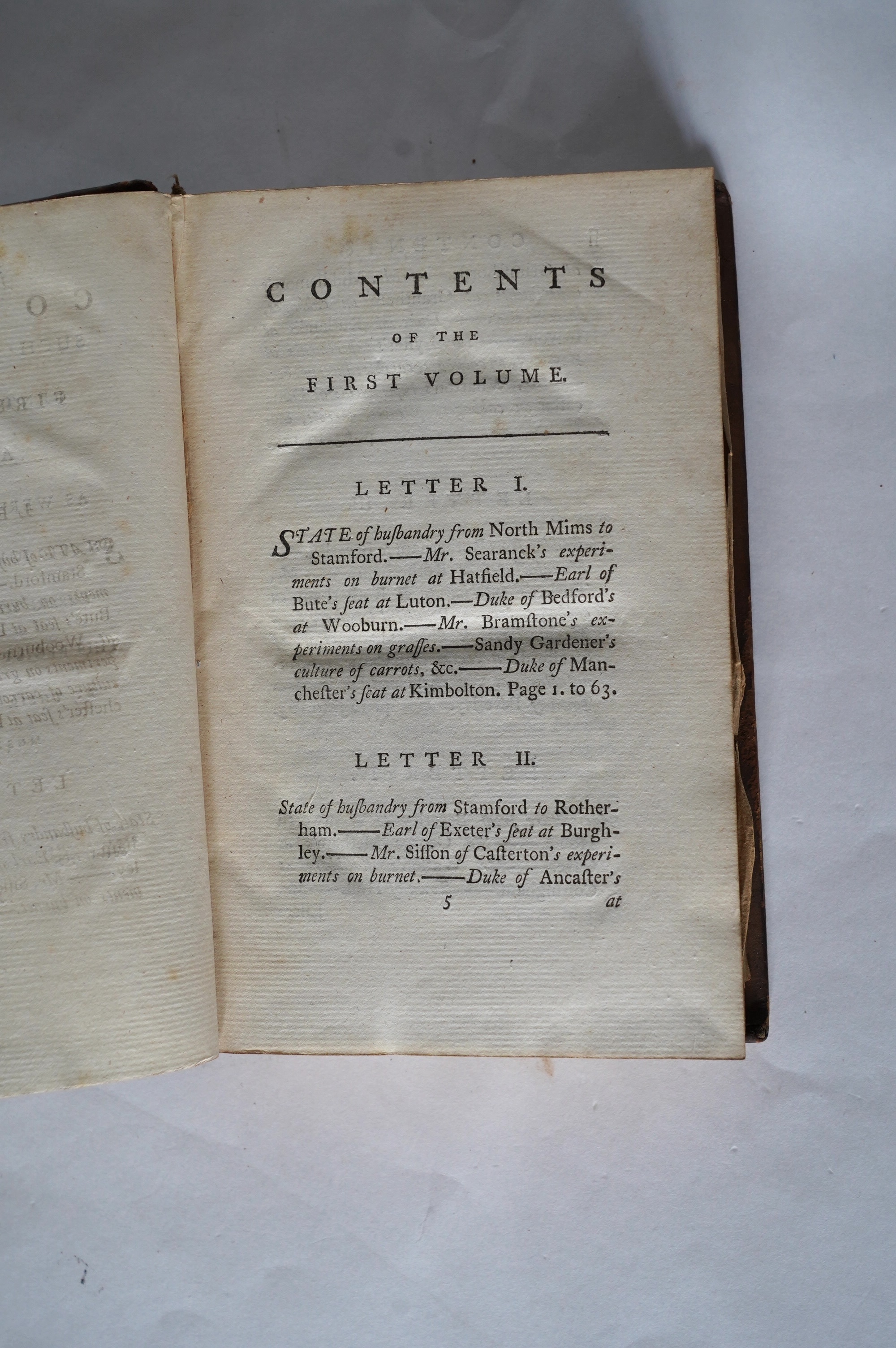 Young, Arthur - A Six Months Tour through the North of England. 1st edition, 4 vols. 28 plates (some folded, incl. a map of the Bridgewater Canal) and 6 folded tables; contemp. calf. 1770